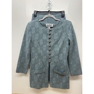 Vintage 80s La Belle‎ Set Sage Green Floral Knit Jacket Size 11 Skirt Size 7 #4